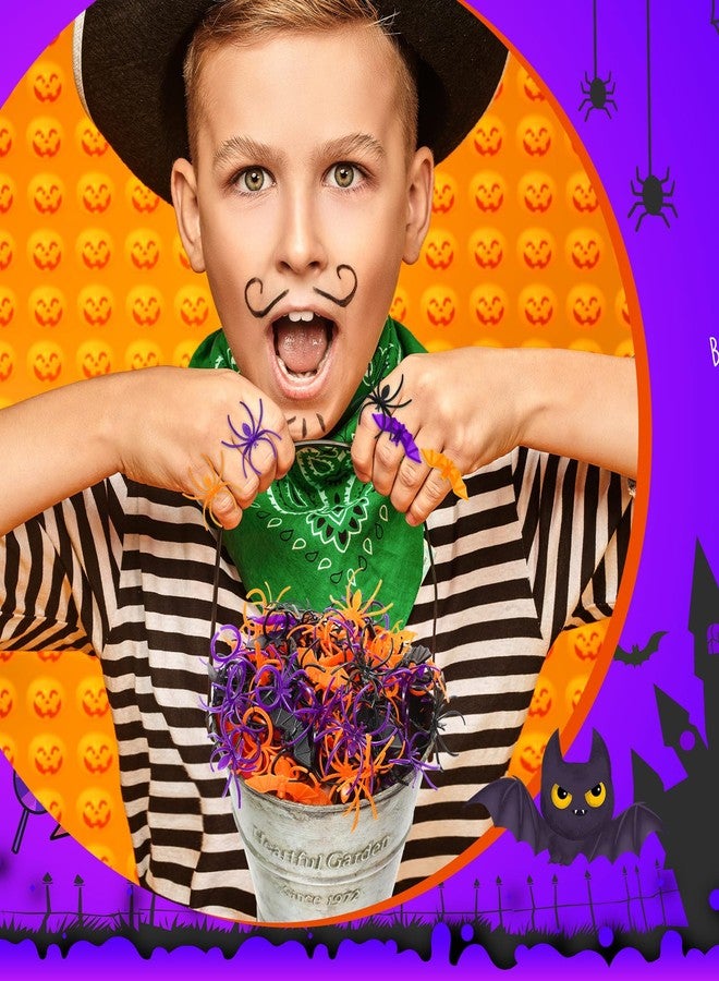 Zubebe 200 Pieces Halloween Spider Rings Bat Ring Plastic Spider Bat Rings Fake Toy Rings Bulk Halloween Rings Plastic Cupcake Topper for Halloween Decoration Party Favors Gifts(Vivid Color) - Image 5